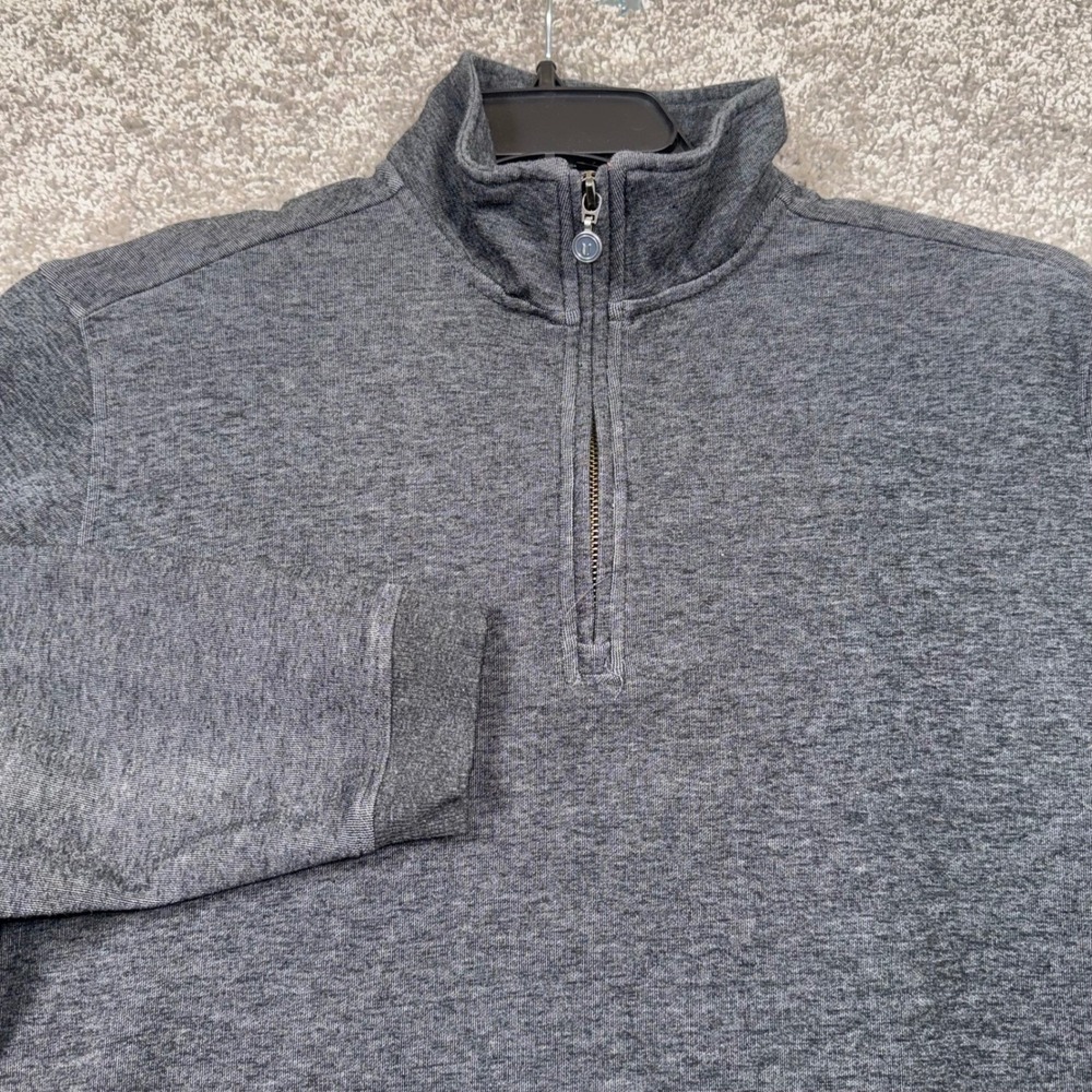 LinkSoul Mens Medium Charcoal Heather Gray 1/4 Zip Pullover Sweater Tempus Fugit